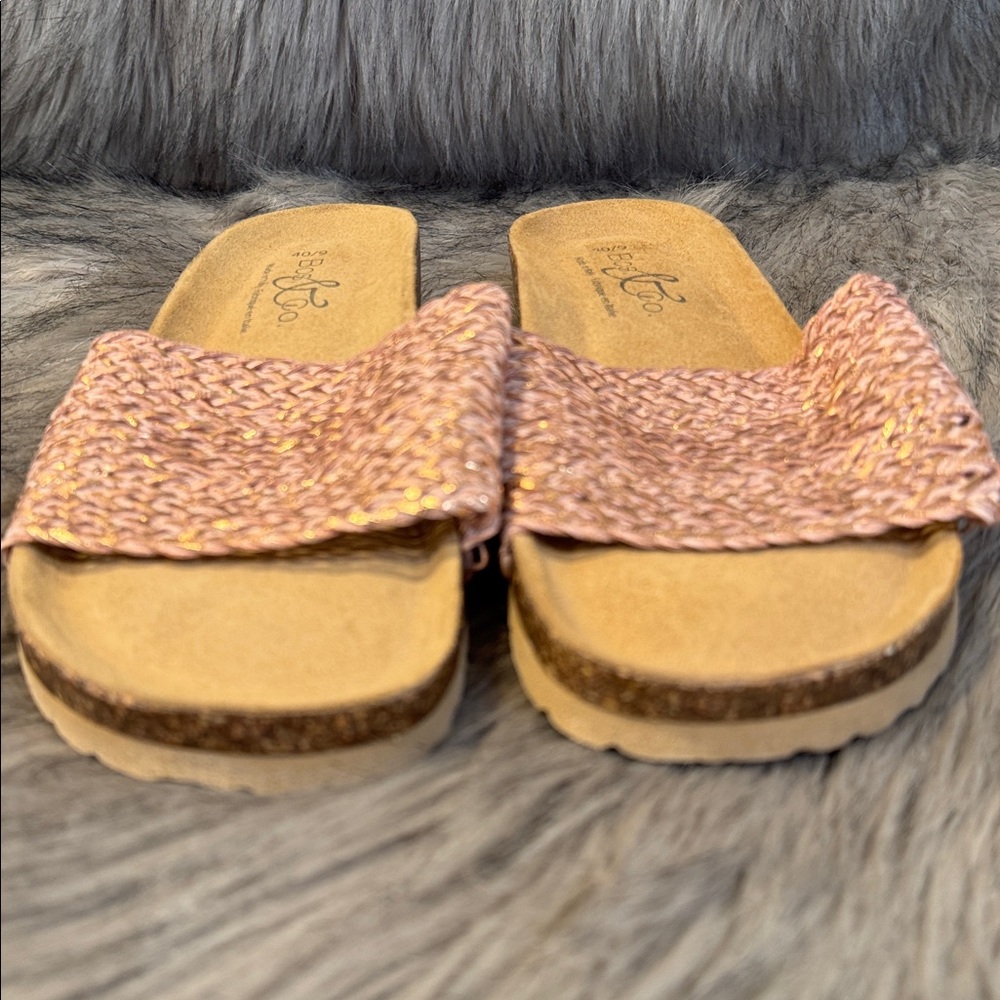Bos. & Co. Pink Woven Slide Sandals Size 40/9 - Picture 4 of 8